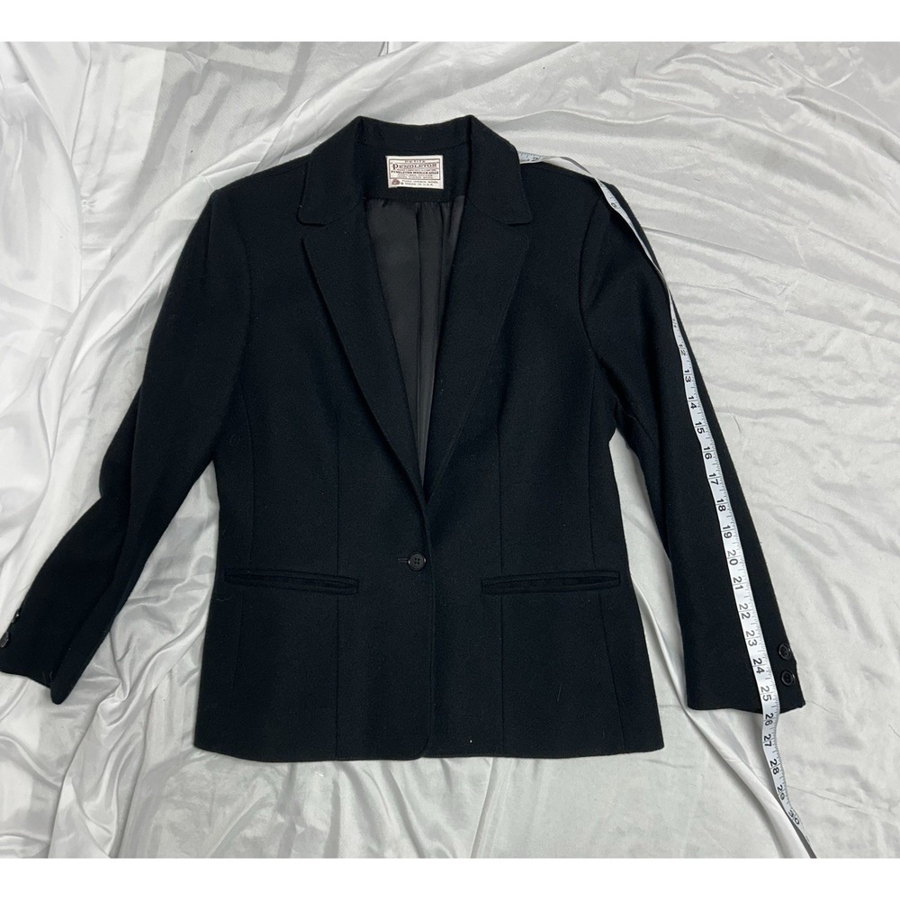 Vintage Pendleton Petite Blazer 100% Virgin Wool Black Womens 4P Made in USA - Picture 11 of 12